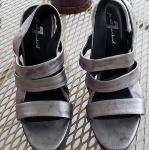 Metallic Strappy Wedge Sandals